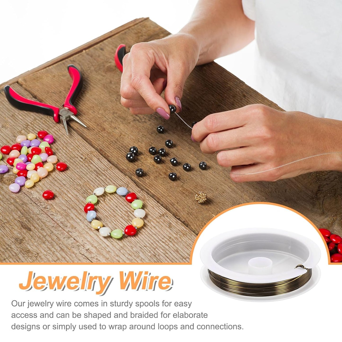 HARFINGTON 8ft Jewelry Wire, 20 Gauge (0.8mm) Brass Craft Soft Metal Tarnish Resistant Copper Beading Wire for Jewelry Making Supplies Crafting, Ancient Blue