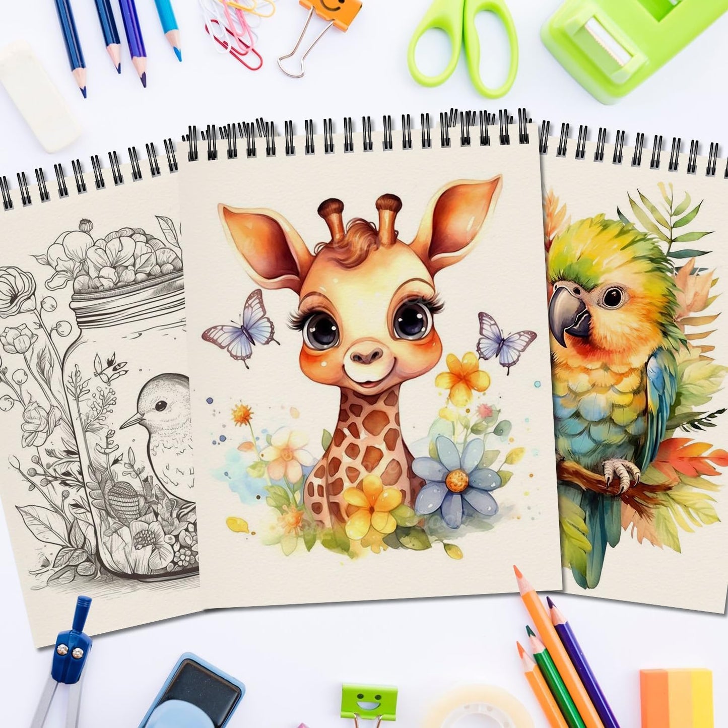 OSIMIG 10 Pack 5.5 * 8.5"" Sketch Books, 300 Sheet Drawing Paper, Mini Sketchbook for Kids, Drawing Pad, Top Spiral Bound Sketch Pad for Beginger, Adult Art Supplies, sumiaoben -10