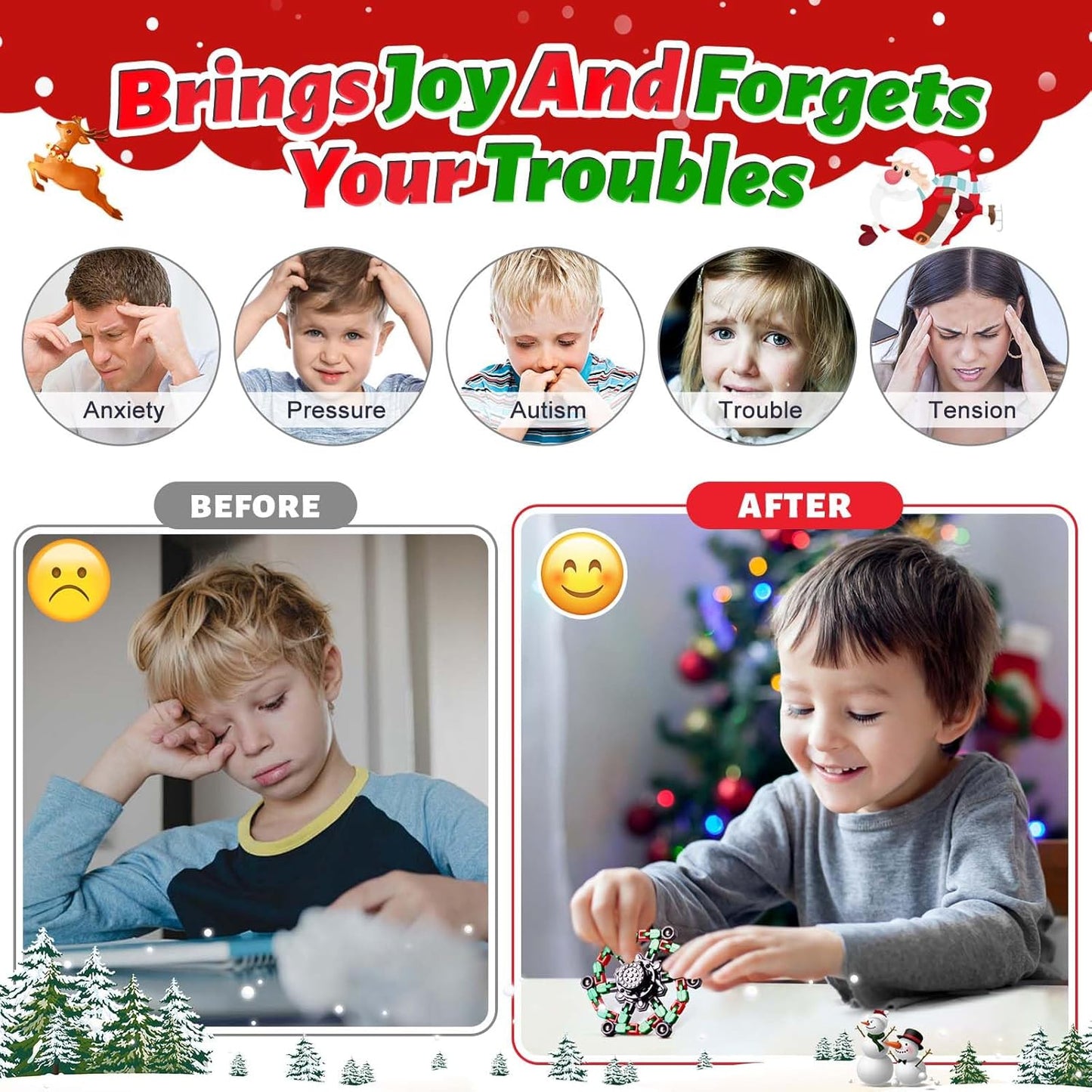 Fidget Spinners for Kids and Adults Christmas Fidget Toys Gifts, Stress Relief Sensory Toys for Boys and Girls Fingertip Gyros for ADHD Autism for Kids Birthday Gifts