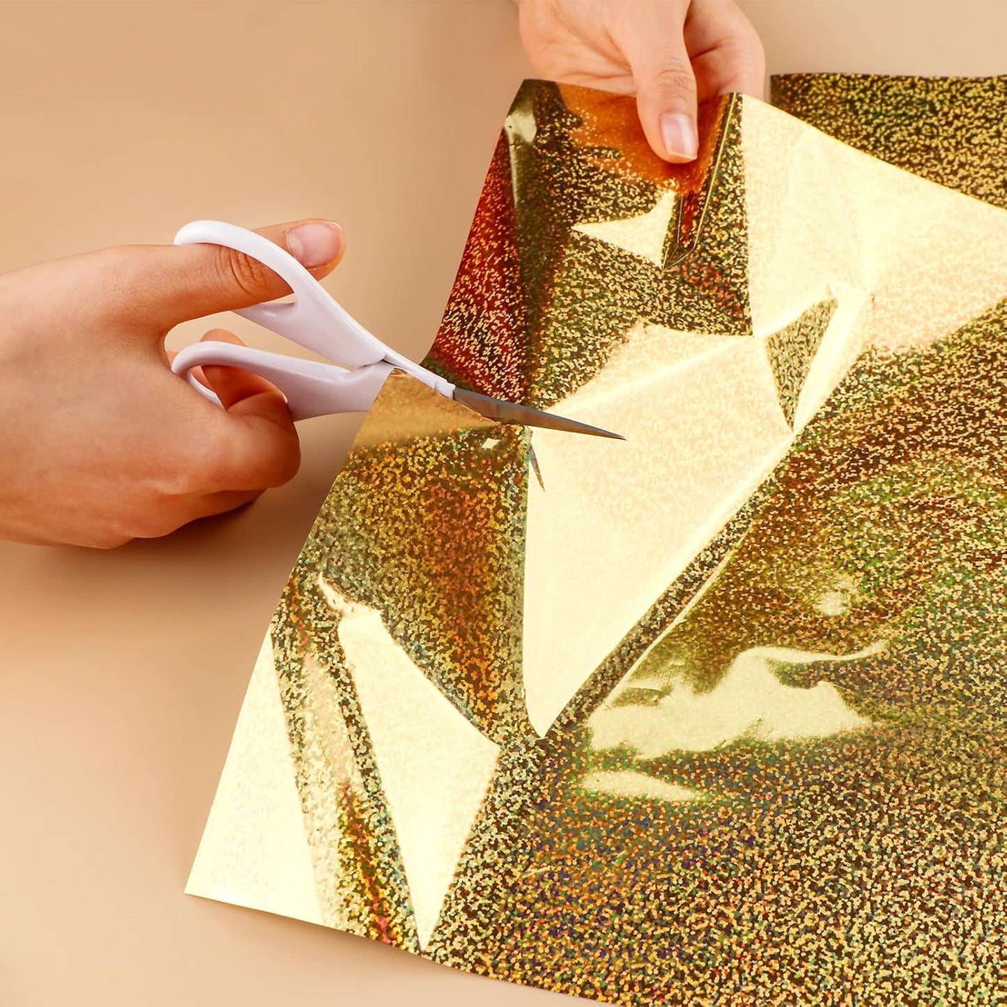 Briartw 20x29cm Hot Foil Paper 50 Sheets Pack Toner Reactive Foil Hot Stamping Foil Paper by Laser Printer and Laminator for Scrapbooking Craft Cardmaking DIY Album (Gold Crystal Point, 50 Sheets)