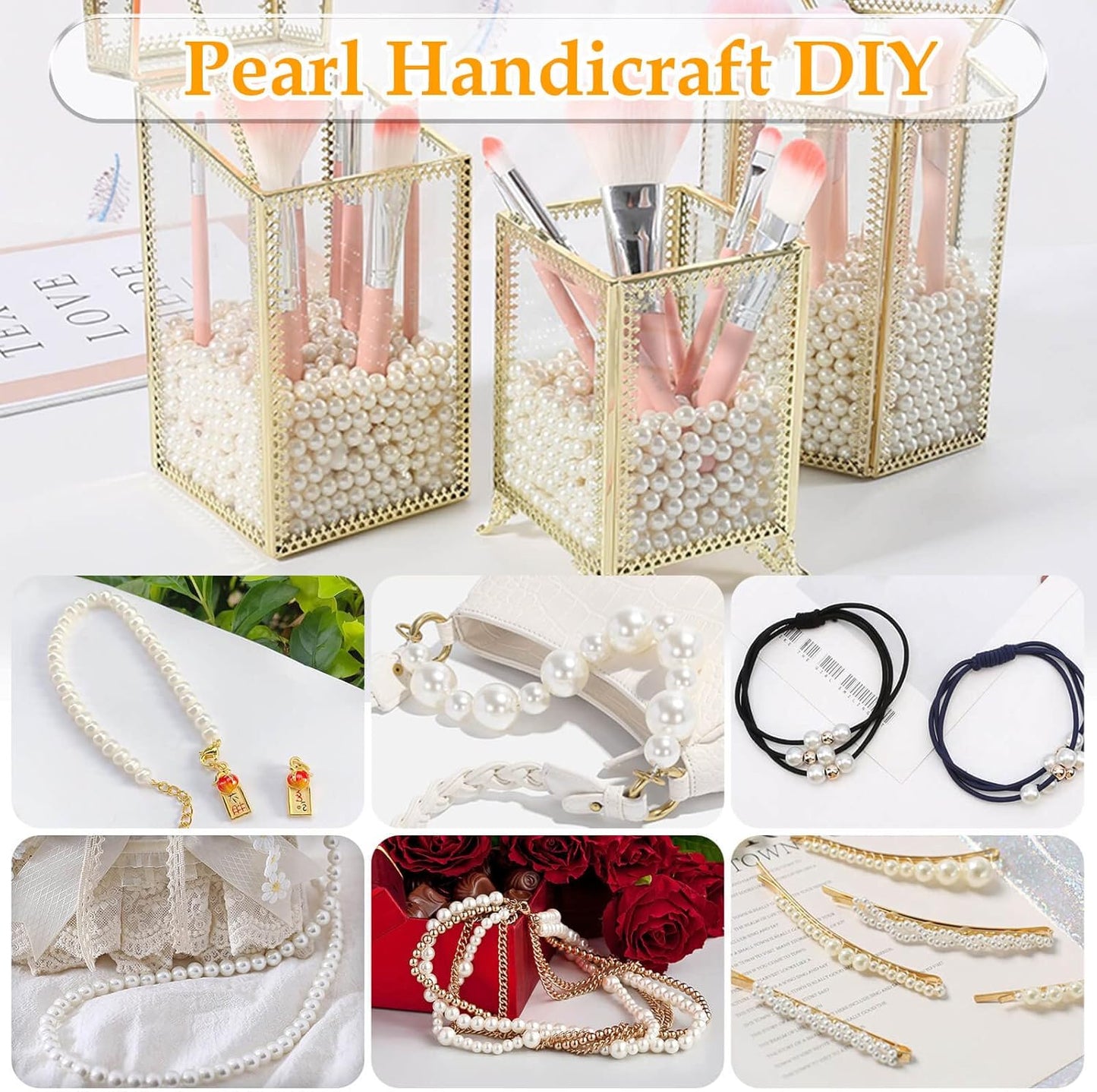 Anezus Ivory Faux Fake Pearls, 8 MM Sew on Pearl Beads with Holes for Jewelry Making, Bracelets, Necklaces, Hairs, Crafts, Decoration and Vase Filler, 800pcs