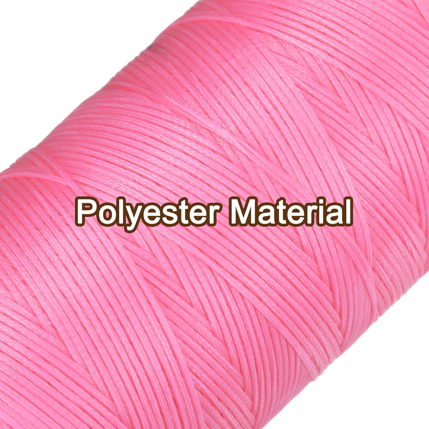 uxcell Leather Sewing Waxed Thread, 284 Yards / 260m 0.8mm 150D Flat Polyester All-Purpose Threads for Leather Crafts, Bookbinding, Cherry Blossom Pink