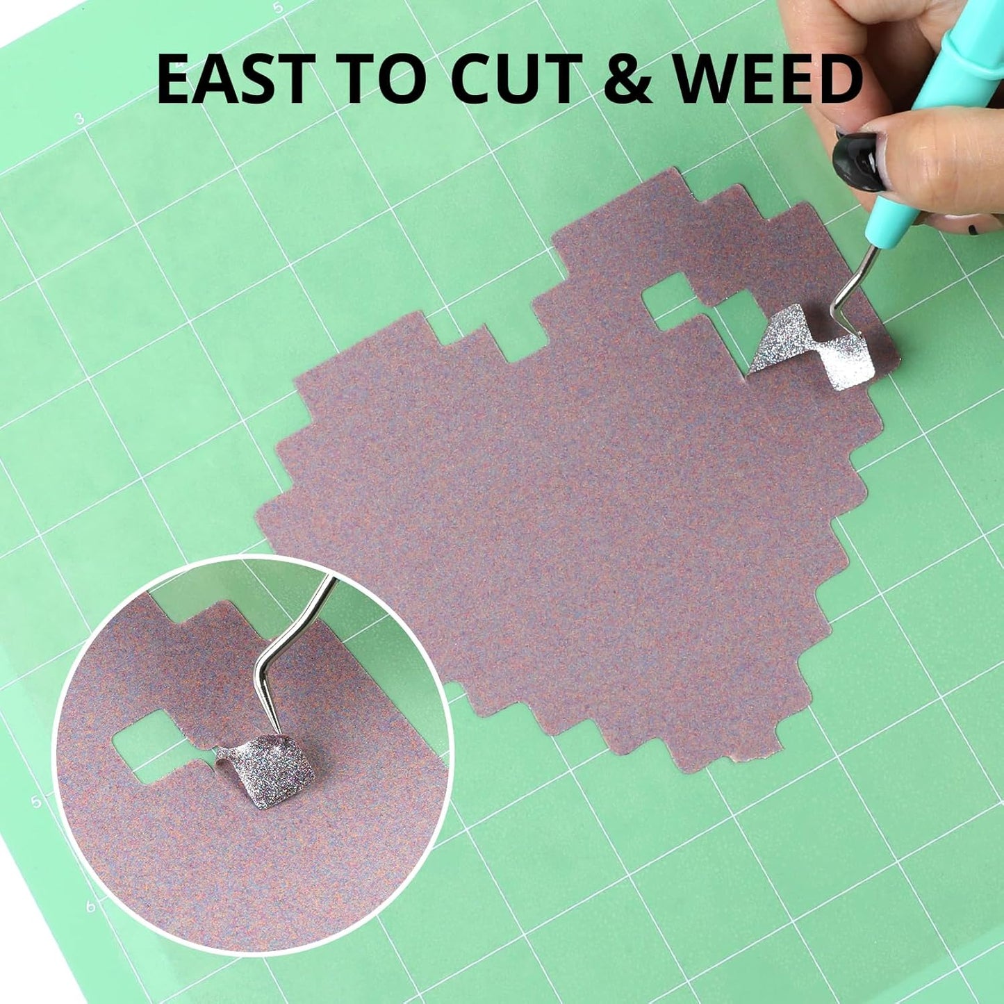 HTVRONT Silver Glitter HTV Heat Transfer Vinyl Roll - 10" x 8ft Glitter HTV Vinyl for Shirts, Glitter Iron on Vinyl for All Cutting Machine - Easy to Cut & Weed & Transfer (Rainbow Silver Glitter)