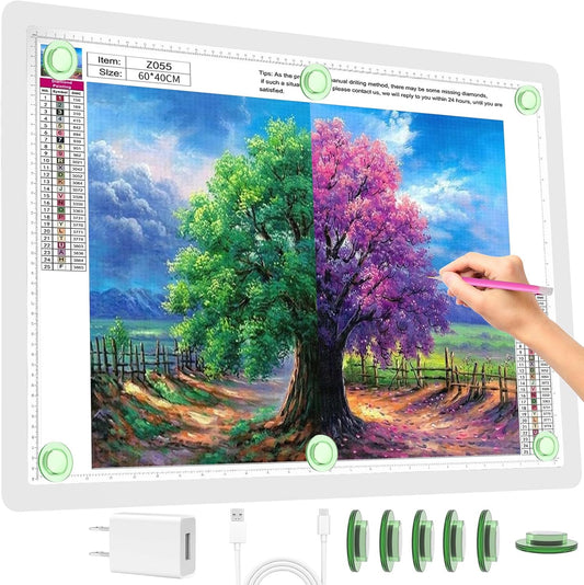 Phylosal Rechargeable A2 Light Pad for Diamond Painting 25.2''x18.4'', Magnetic Tracing Light Box for Drawing, Diamond Art Light Board with Side Button, Wireless LED Light Table for Sketching, Design