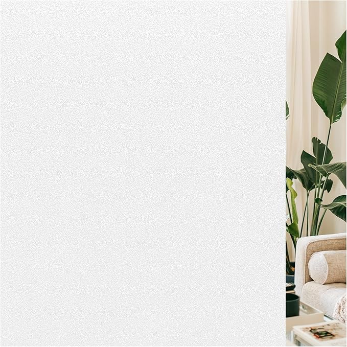LUTE Window Privacy Film, Frosted Glass Window Film, Static Cling Heat Control Frosting Glass Sticker Removable, Non-Adhesive Opaque Covering for Bathroom Home Office Door (White, 23.6" x 78.7")