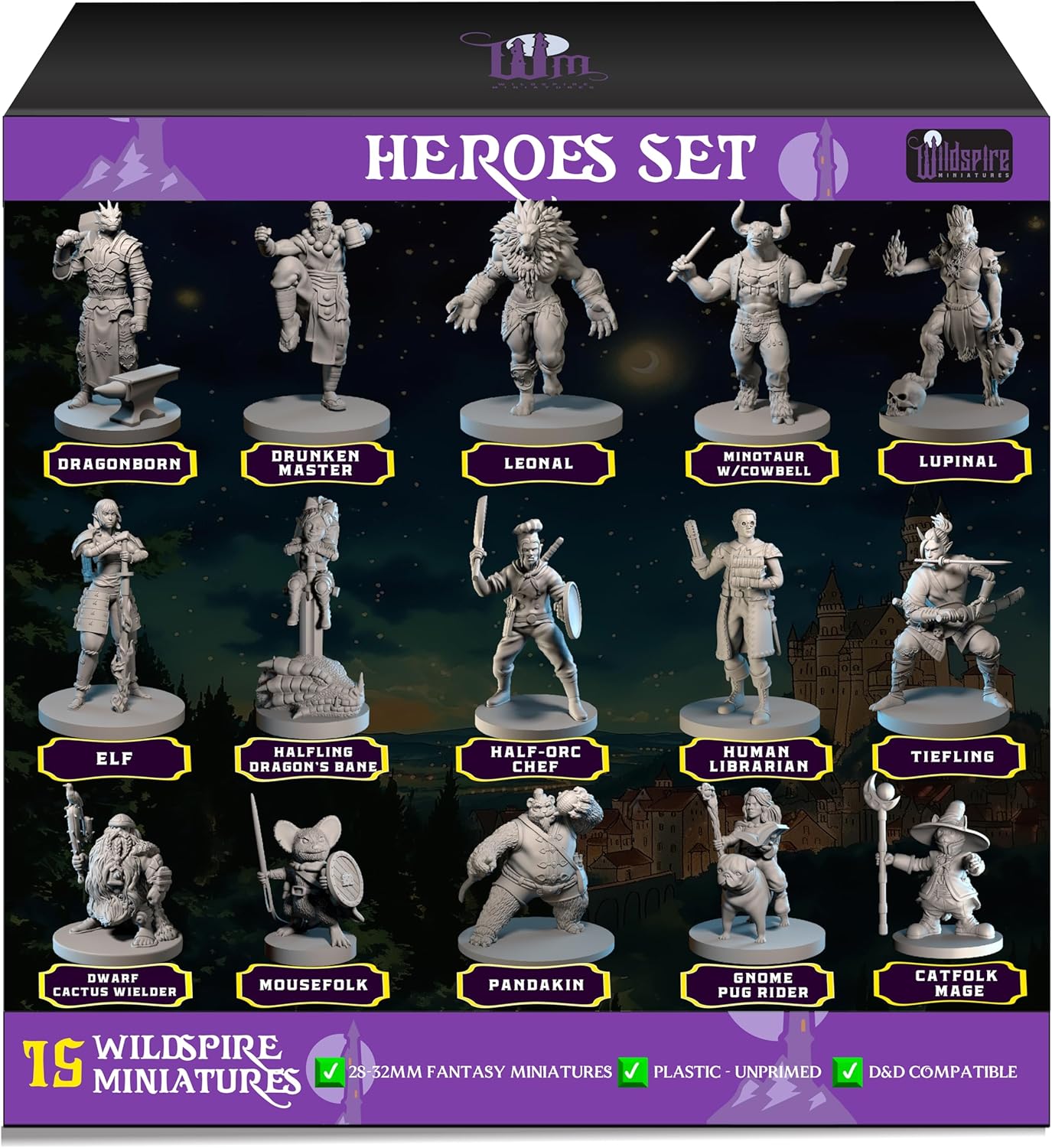 Wildspire Hero, Player-Character, NPC DND Miniatures, 28mm32mm Unpainted D&D Minis Dungeons & Dragons Figures D D Bulk Pathfinder Fantasy Tabletop Fantasy Minis Set