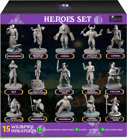 Wildspire Hero, Player-Character, NPC DND Miniatures, 28mm32mm Unpainted D&D Minis Dungeons & Dragons Figures D D Bulk Pathfinder Fantasy Tabletop Fantasy Minis Set
