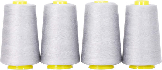Mandala Crafts 4 Pack of Serger Threads Cones Spools - 40S/2 24000 Yards Polyester Gray Threads for Sergers Machine and Overlock Quilting Sewing Machine