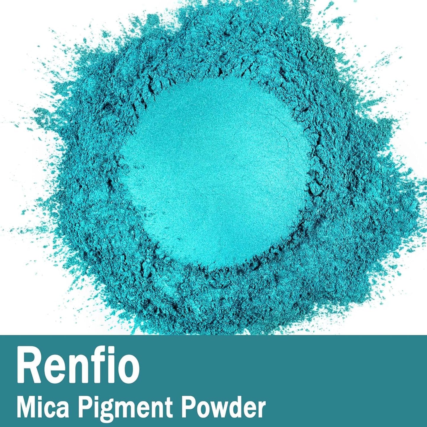 Renfio 100g Mica Powder Pigment, Metallic Natural Dye Mineral Pearl Shimmer Epoxy Resin Dye for Painting Soap Making Slime Bath Bombs 3.5 Oz - Lake Blue
