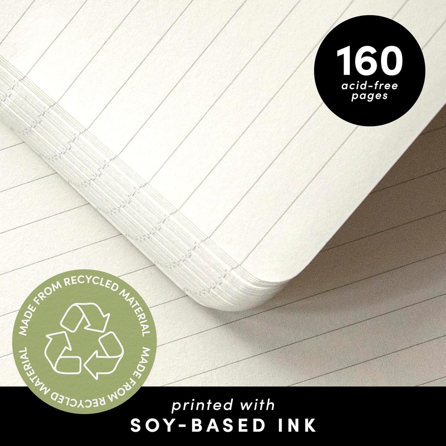 PAPERAGE Recycled Lined Journal Notebook, (Lilac), 160 Pages, Medium 5.6 in x 8 in - 100 GSM Thick Paper – College Ruled, Hardcover Journaling Notebook for Work, School & Note Taking