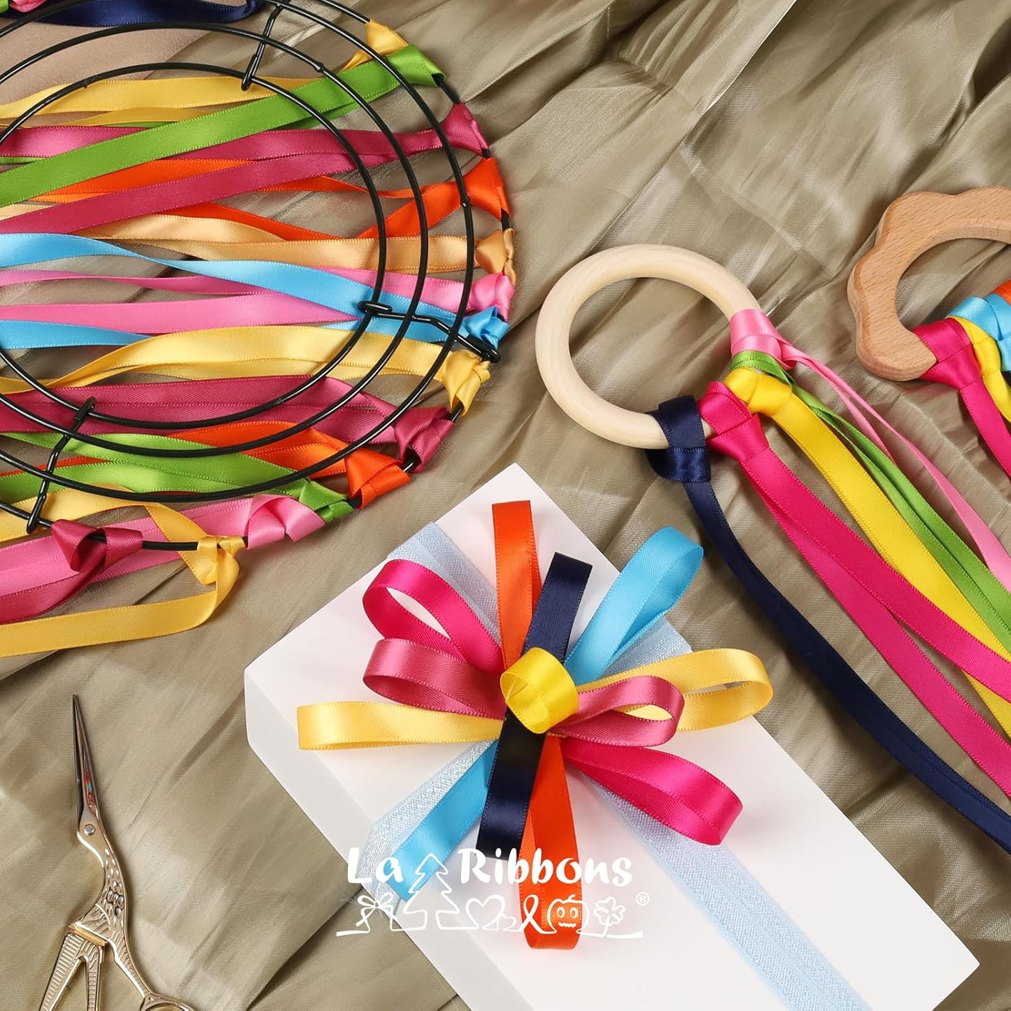 LaRibbons 3/8 Inch 50 Yard Double Faced Satin Ribbon,Red Small Satin Craft Fabric Ribbon for Gift Wrapping Floral Bouquets Wedding Party Decoration