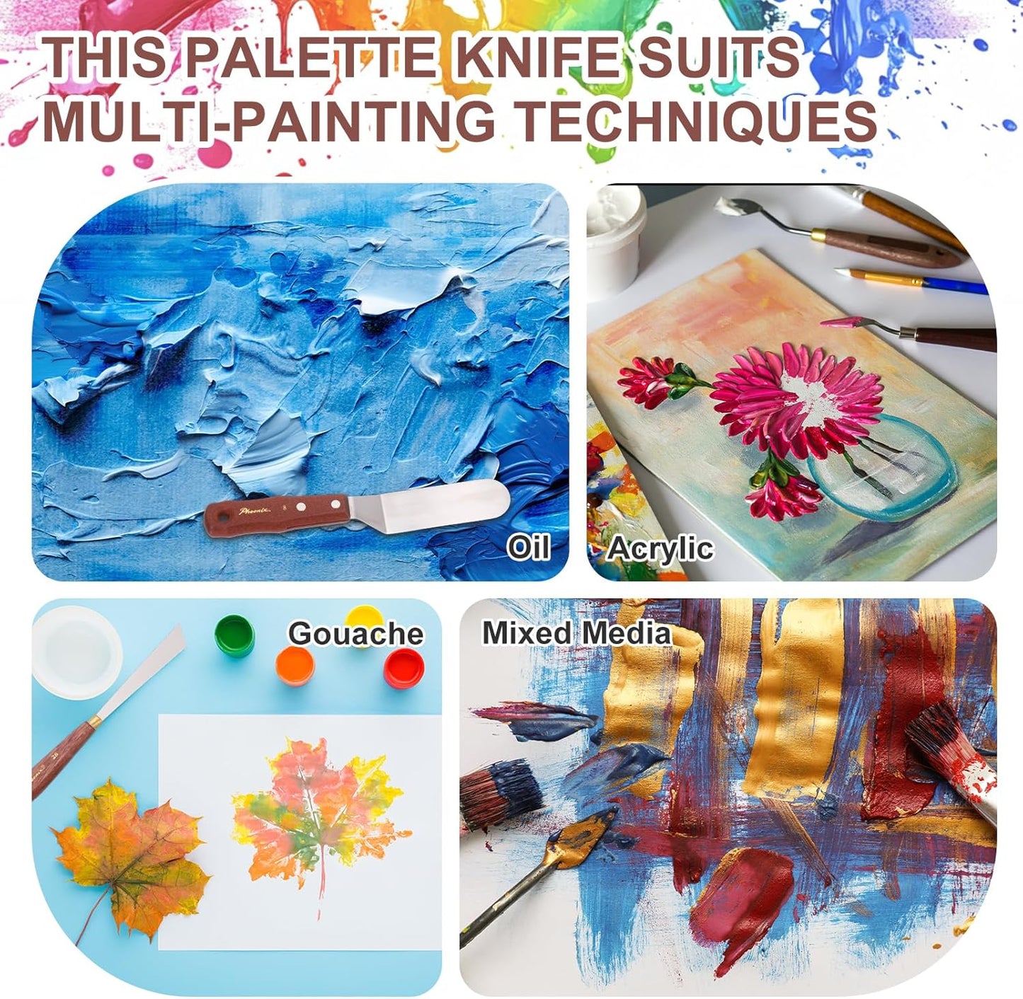 MECCANIXITY Pack of 1 Palette Knife No.15, 8.9" Long Palette Knives with Stainless Steel Flexible Spatula Pallet Knife and Wood Handle for Scraping, Mixing, Oil Acrylic Painting Canvas