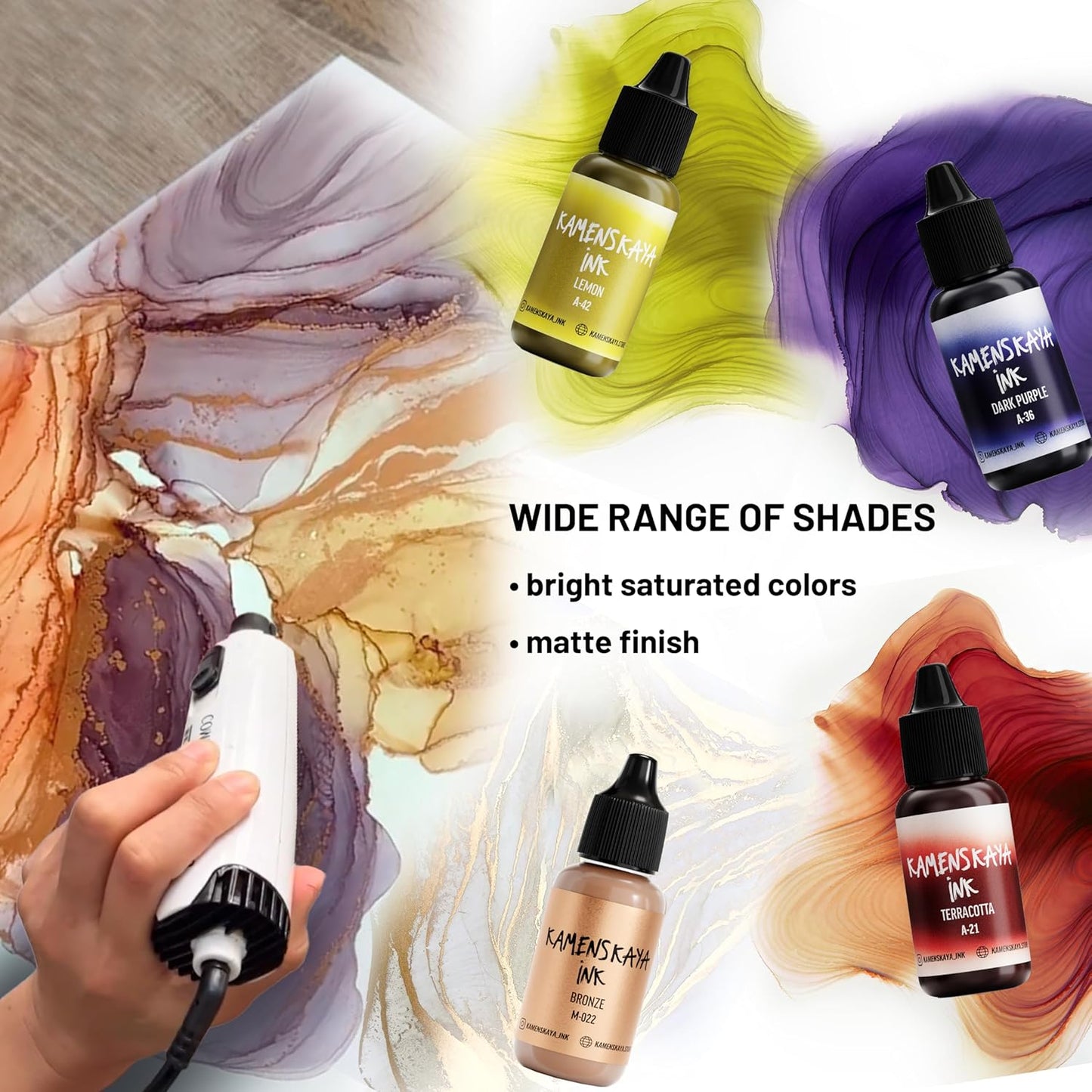 Alcohol Ink Set #6: Matched Color Combination of Alcohol Inks, 4 pcs. 0.51 fl oz (15 ml) Each