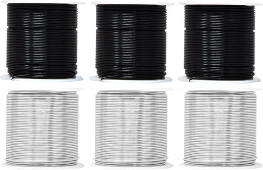 Mandala Crafts 18 Gauge Anodized Aluminum Craft Wire for Jewelry Making - 450 FT Colored Flexible Silver Black Wire - Bendable for Bonsai Armature Crafting Sculpting