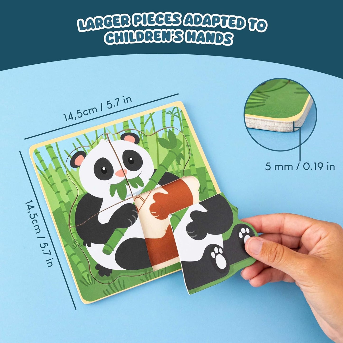 BONNYCO 4 Pieces Wooden Puzzles Pack 16 Party Favors for Kids 1 to 5. Birthday Goodie Bags Stuffers, Valentines Gifts for Toddlers Ideas, School Classroom Prizes and Baby Bulk Toys