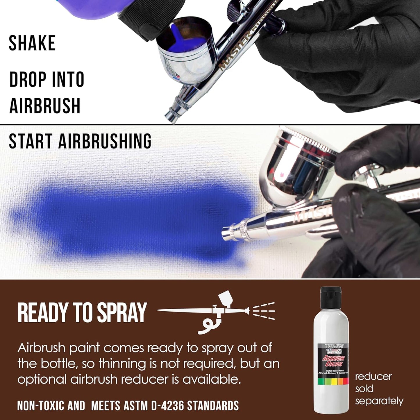 U.S. Art Supply Opaque Dark Brown Acrylic Special Effects Airbrush Paint - 8oz Ready to Spray Air Brush Paint for Nails, Models, Fabric - Water-Based Air Brush Painting