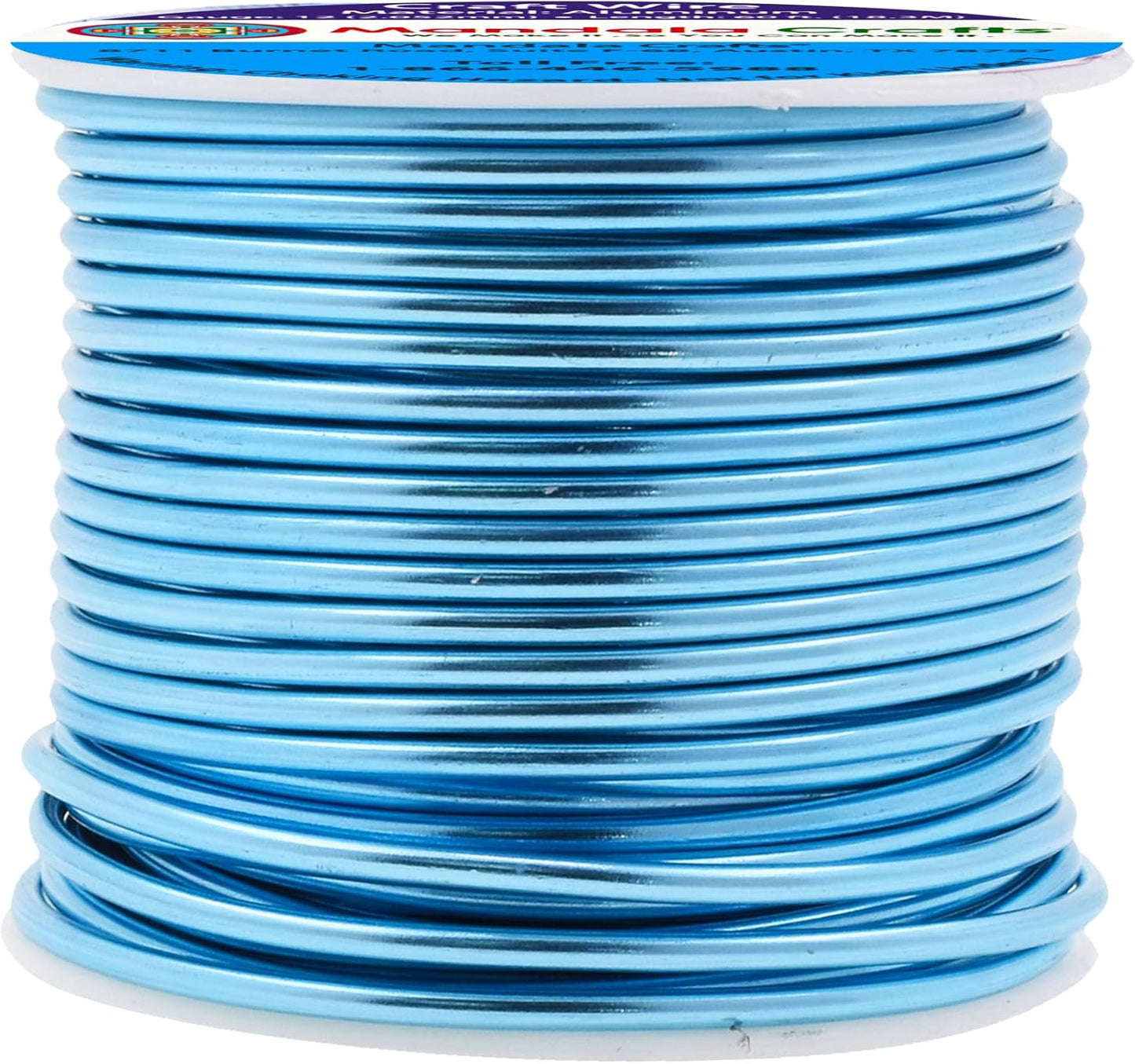 Mandala Crafts 12 Gauge Anodized Aluminum Craft Wire for Jewelry Making - 60 FT Colored Flexible Vivid Sky Blue Wire - Bendable for Bonsai Armature Crafting Sculpting