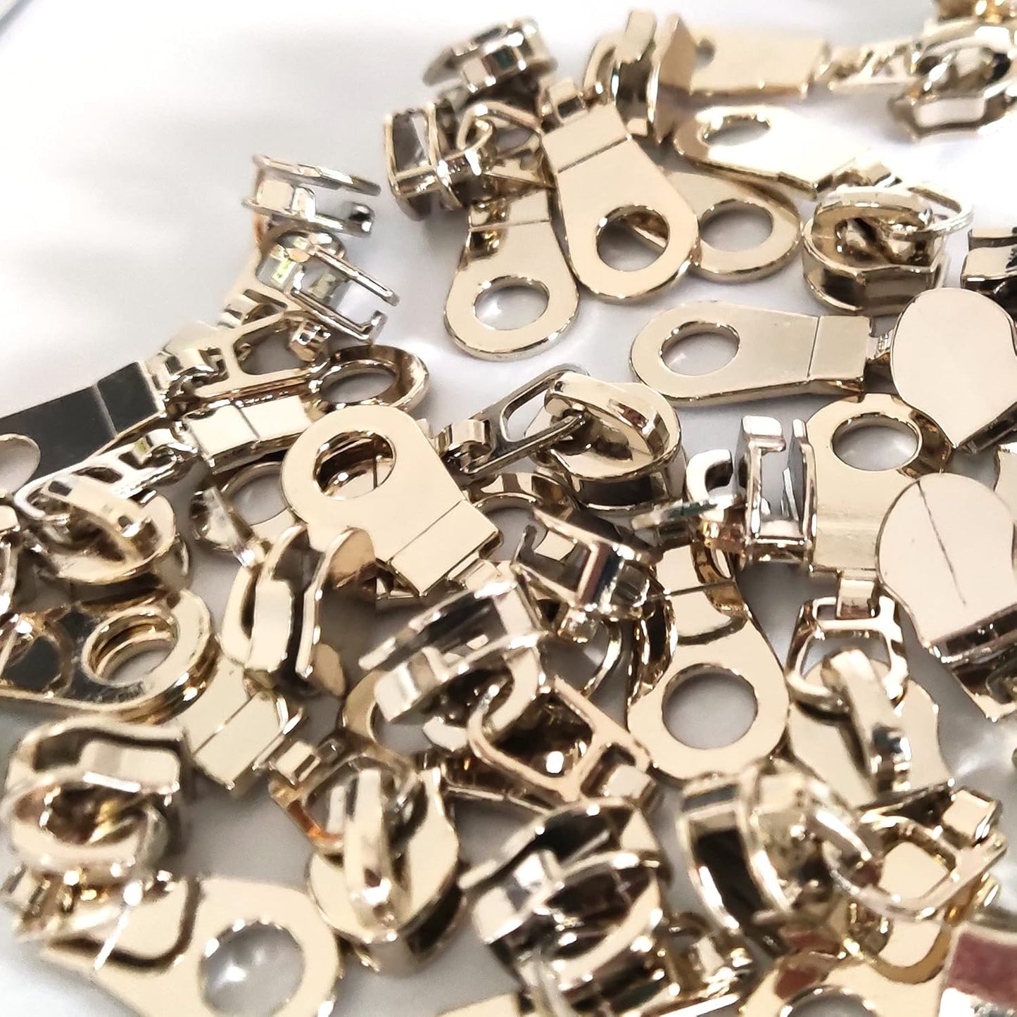 Leekayer #5 Light Gold Teeth Metallic Nylon Coil Zippers by The Yard Bulk 10 Yards Beige Tape with 25pcs Gold Sliders for DIY Sewing Tailor Craft Bag(Beige)