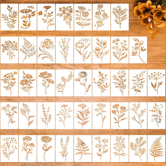 Flower Stencils for Painting Reusable 42PCS Wall Stencil for Crafts Leaf Stencils Templates for DIY Home Decor Art Projects