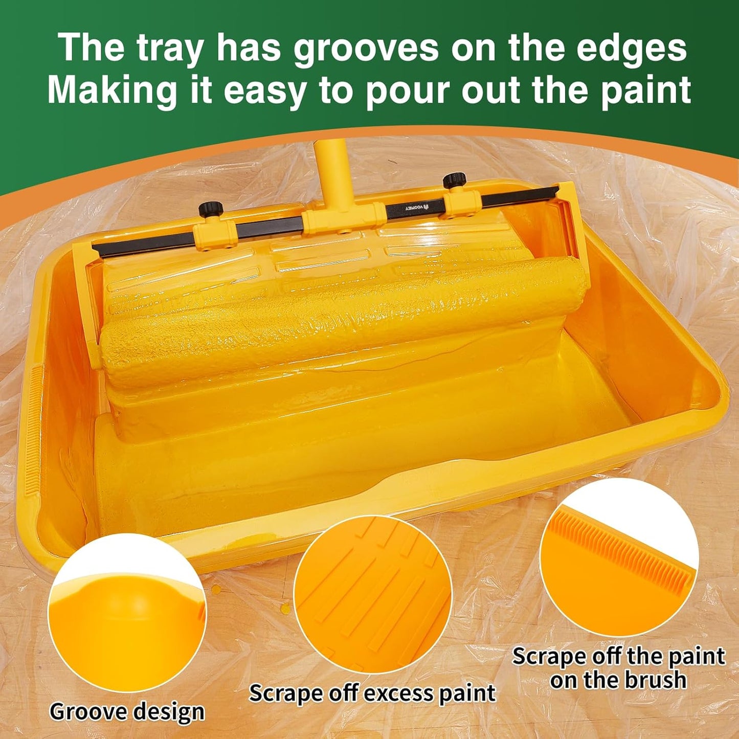 Voomey 18" Paint Roller kit，9 Piece 18 inch Paint Roller，18 Paint Roller Tray with Liner,Microfiber Paint Roller,Paint kit for House Painting