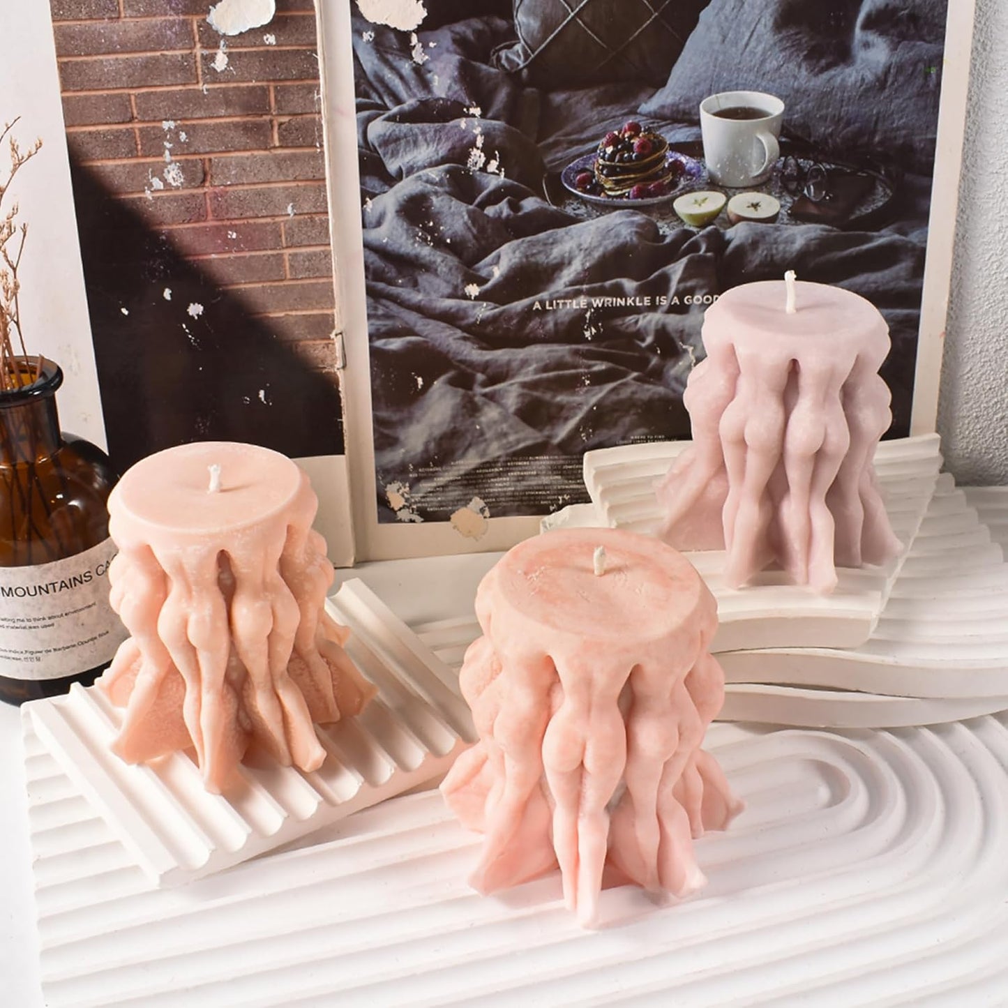 Cylinder Wave Rotation Body Soap Resin Casting Resin Making Molds Silicone Mold for Candle Home Decorate 3D Animal Mold Candle Making Mold