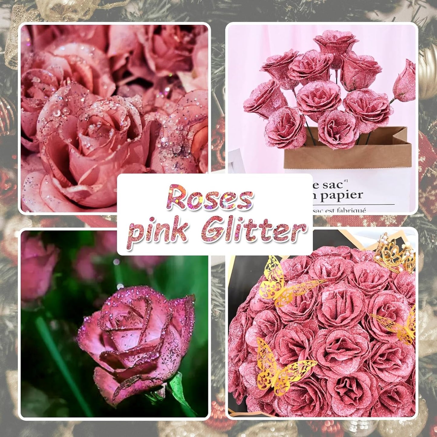 Ceya Holographic Chunky Glitter, 4.9oz/ 140g Pink Mauve Craft Glitter Powder Mixed Fine Flakes Iridescent Nail Sequins for Roses Nail Art, Hair, Epoxy Resin, Tumblers, Slime, Painting, Festival Decor