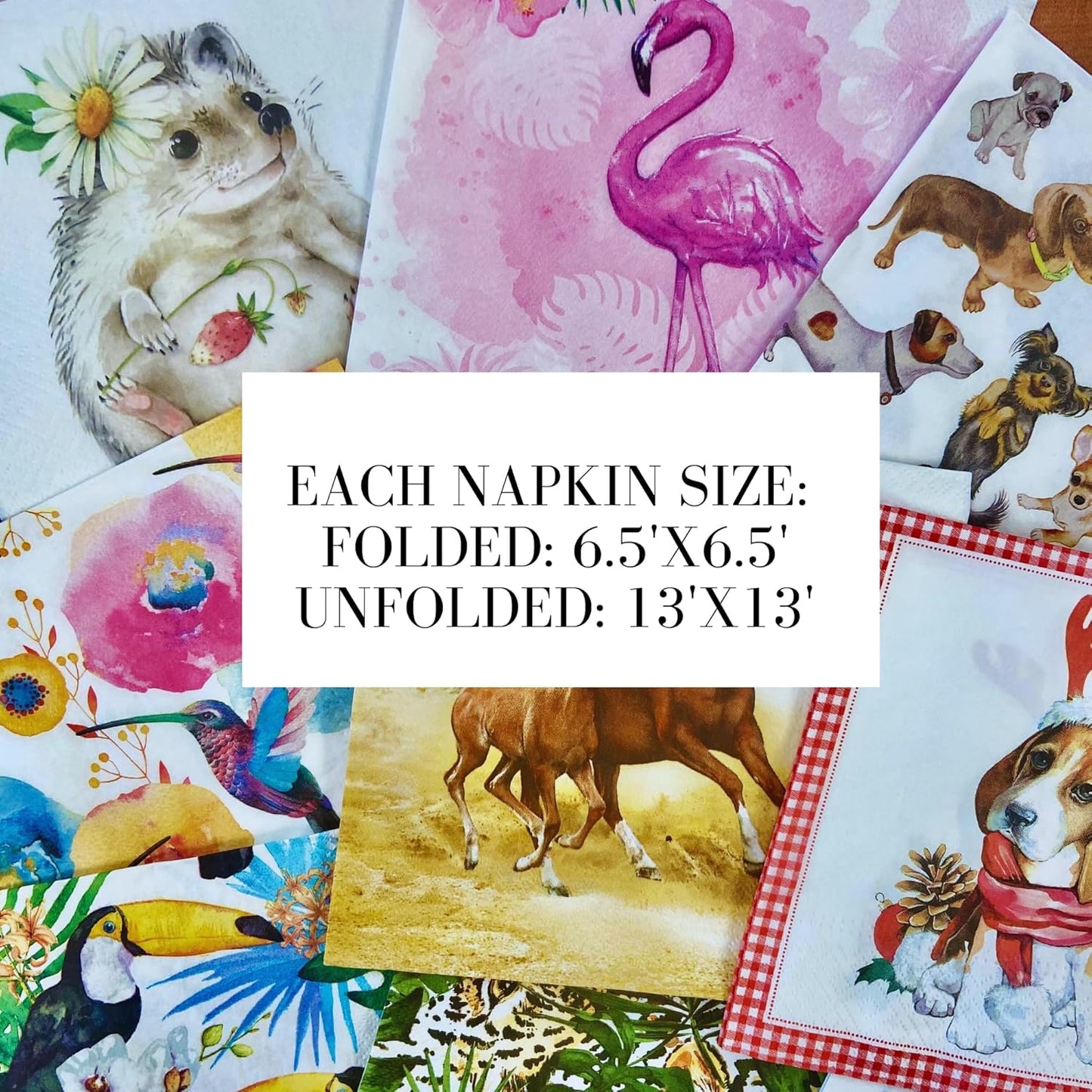 Mystery Pack Decoupage Paper Napkins, 20-ct Assorted Surprise Napkins, Decorative Napkins Random For Art Craft Junk Journal, 20 Different Designs