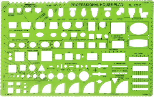 Pacific Arc Professional House Plan Template Guide, with Doors, Appliances, Plumbing Fixtures