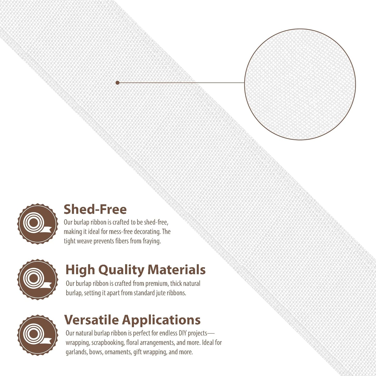 Mandala Crafts White Burlap Ribbon 3 Inches Wide Jute Ribbons for Crafts - 20 Yds Roll Rustic Burlap Wrap Trim Ribbons for Wreaths Bows Wedding Party Decoration