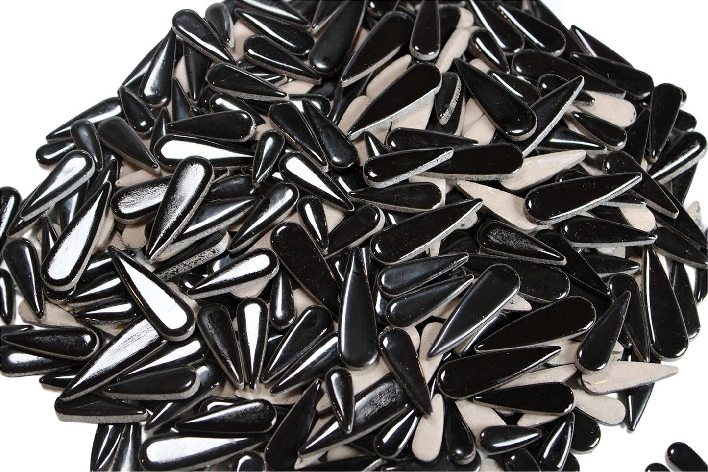 200g Petal Droplet Shaped Ceramic Mosaic Tiles for Crafts, Vibrant Colors, Ceramic Tiles for Mosaic Making Kits, DIY Arts and Crafts (Black)