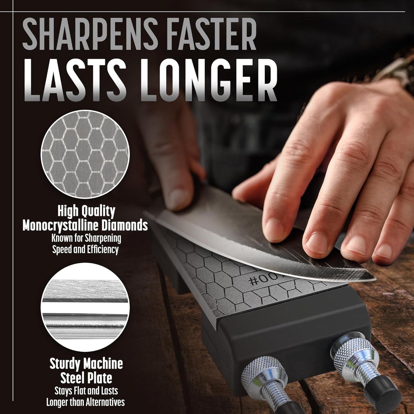 Schaaf Tools Diamond Whetstone Knife Sharpener Complete Kit - Coarse 325/ Fine 1200 Grit, Diamond Sharpening Stone with Non-Slip Base, Chisel Honing Jig & Angle Guide for Knives & Woodworking Tools