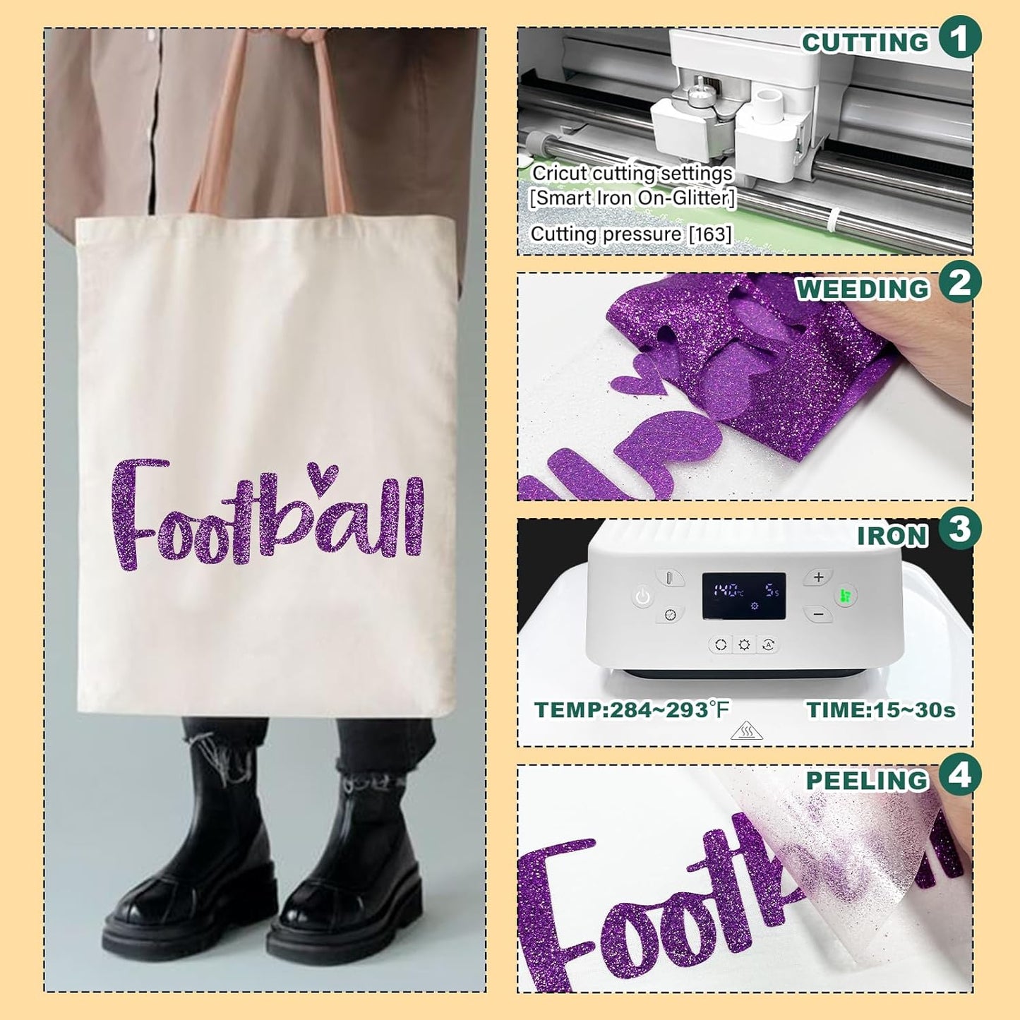 Dark Purple Glitter HTV Heat Transfer Vinyl, 12" x 5ft lron on Vinyl, for T-Shirt Ironing, Vinyl HTV Easy to Cut and Weed, The Best Choice for DIY Creativity. (Dark Purple, 12" x5ft)