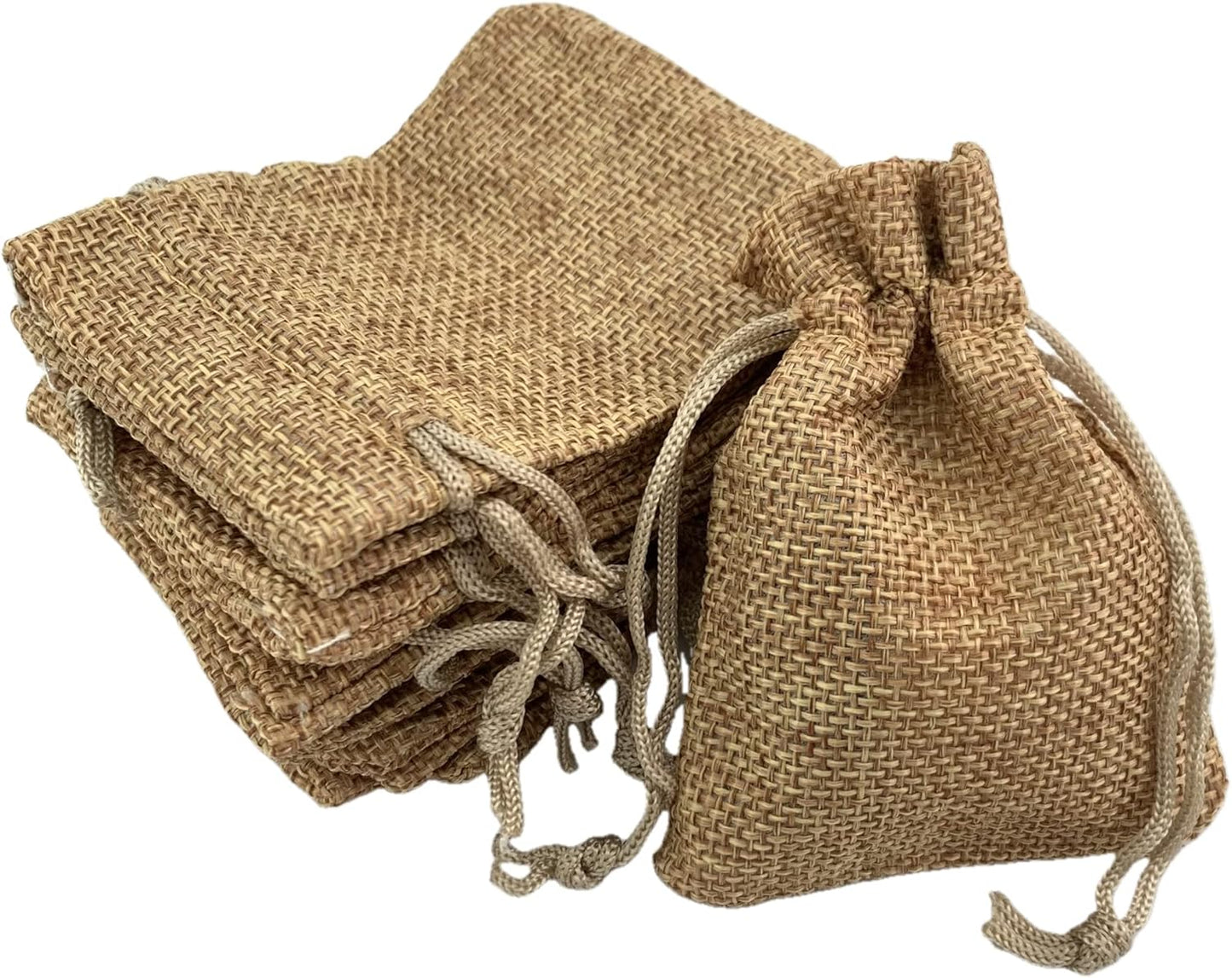 Palmhomee Pack Of 25 Burlap Gift Bags with Drawstring Linen Jewelry Pouches Wedding Hessian Jute Bags for Birthday Jewelry and Treat Pouches Party Wedding Favors Gift Art and DIY Craft (3.6x4.8 Inch, Brown)