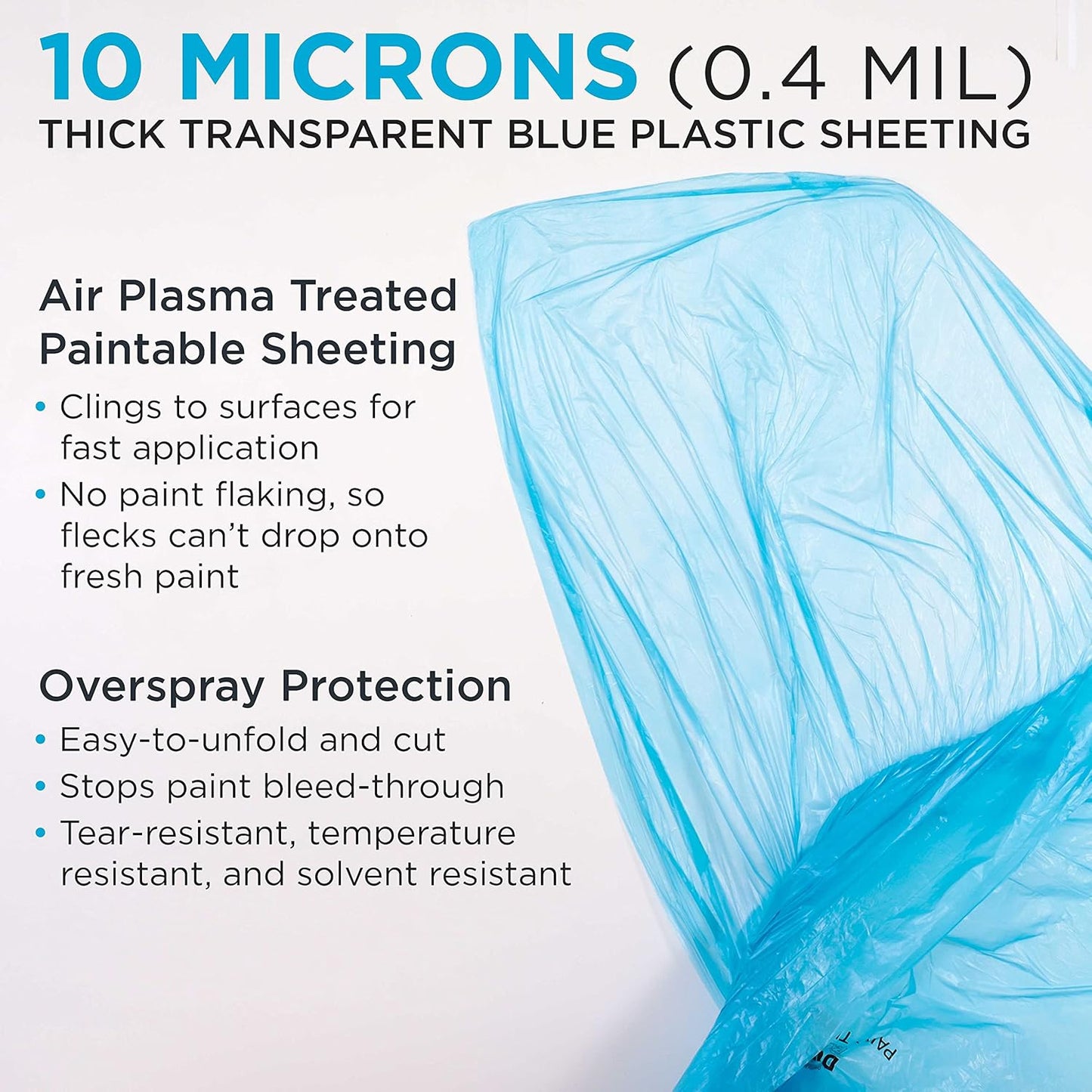 Dura-Gold 24" x 177' Pure Blue Pre-Folded Masking Film - Painters Plastic Roll (0.4 Mil) Pull Down Drop Sheet, Pre-Folded Plastic Sheeting for Painting Protection on Auto, Walls, Furniture
