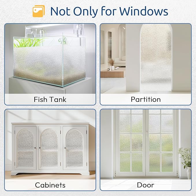 rabbitgoo Window Privacy Film Frosted Glass Film, Decorative Cling UV Sun Blocking Decals, Frosting Window Clings for Home Bathroom Door Coverings, 23.6 x157.5 inches