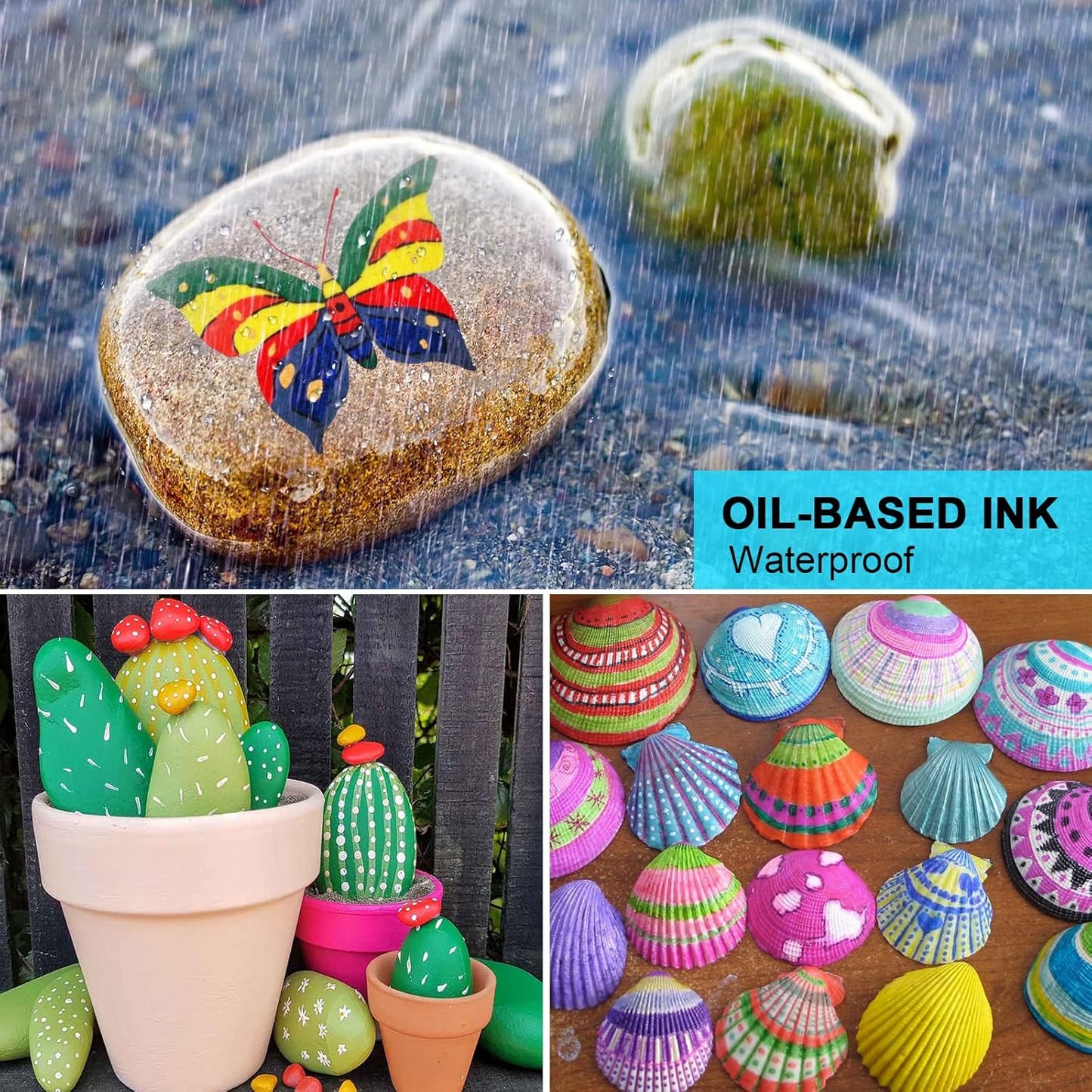 IVSUN Paint Pens Paint Markers, 36 Colors Oil-Based Waterproof Art Marker Pen Set, Never Fade Quick Dry and Permanent, Works on Rocks, Wood, Fabric, Plastic, Canvas, Glass, Mugs, DIY Craft