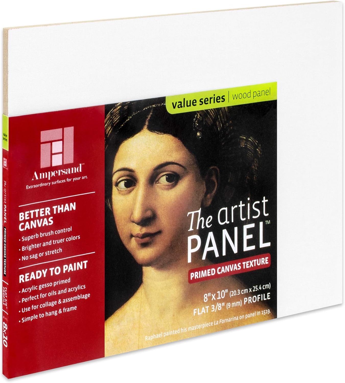 Ampersand Art Supply Wood Gesso Art Painting Panel: Canvas Texture, 3/8 Inch Depth, 8" x 10"