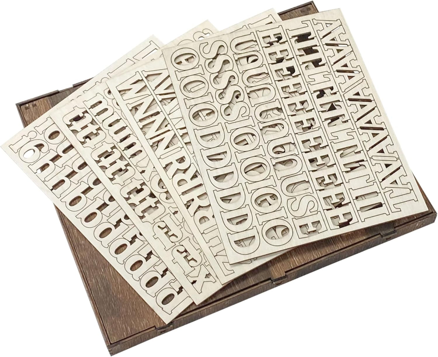 706 Pieces 1 Inch Wood Alphabet Letters Wooden Numbers Mini Capital & Lowercse Letters with Rustic Storage Box for Home Decor Spelling Education Homemade Crafts Party Gifts