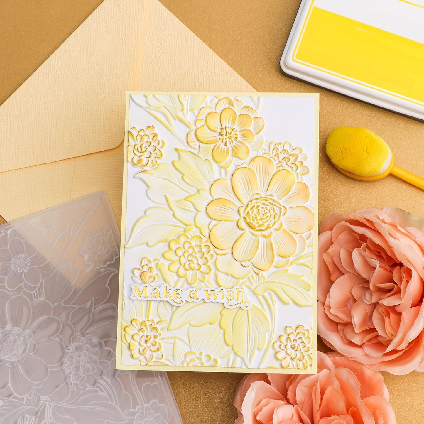 BAOFALI 3D Embossing Folder for Card Making Texture Fades Blossom Bloom Floral Plastic Embossing Folder Template for DIY Scrapbooking Paper Card Making Paper Card Embossing Stencil
