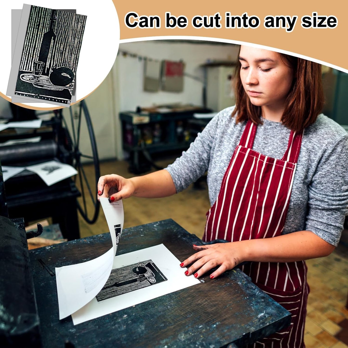 Yeaqee 8 Pcs 12 x 18 Inch Linoleum Block Rubber Carving Block Soft Linocut Blocks Large Linoleum Sheet Unmounted Lino Plates for Engraving Art Project Printmaking Artist Studio Supplies, Gray