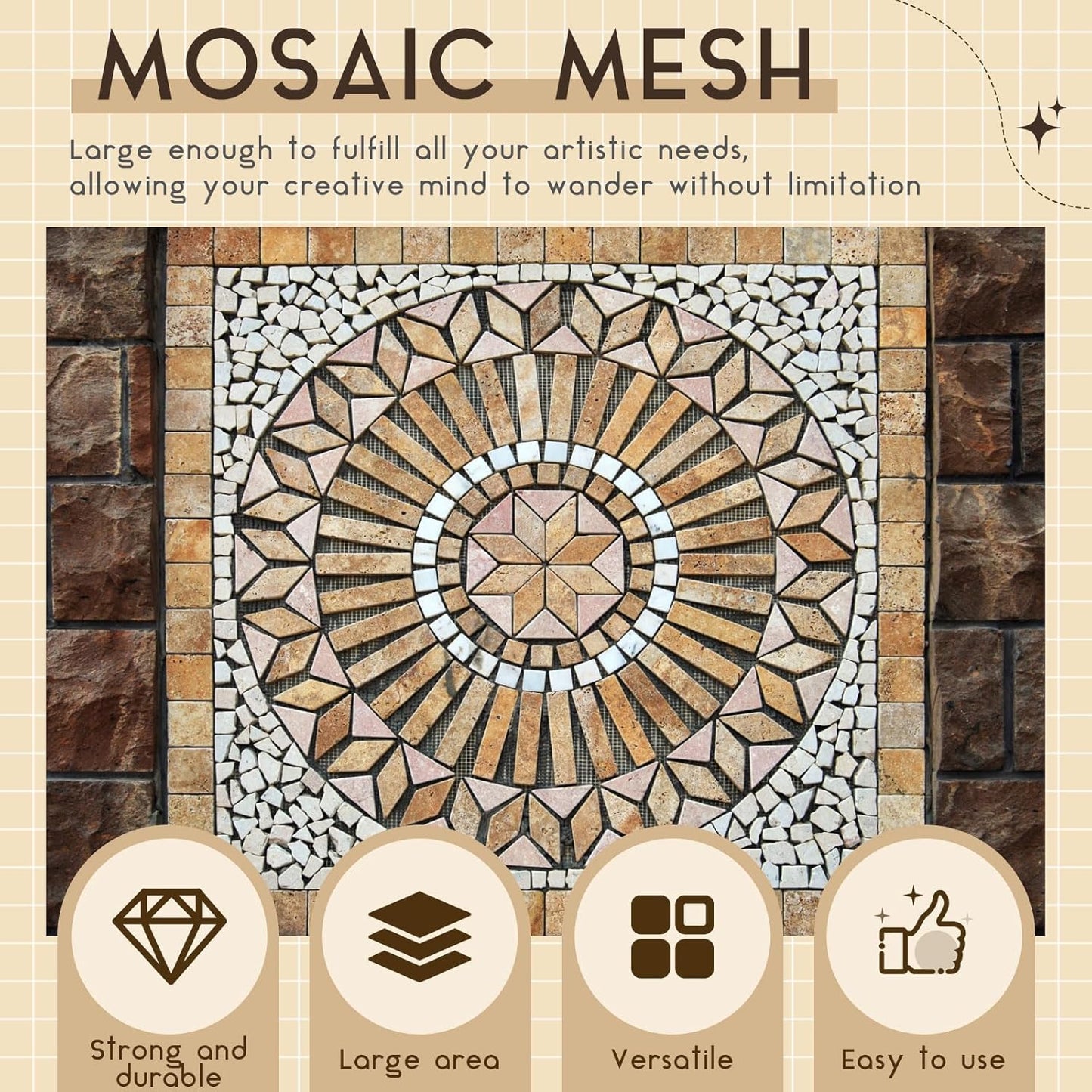 36" X 48" Mosaic Mesh for Back Mounted Tile Fiberglass Mosaic Mesh Backing Boast for Tile Installation Supplies Tools (Non Sticky)