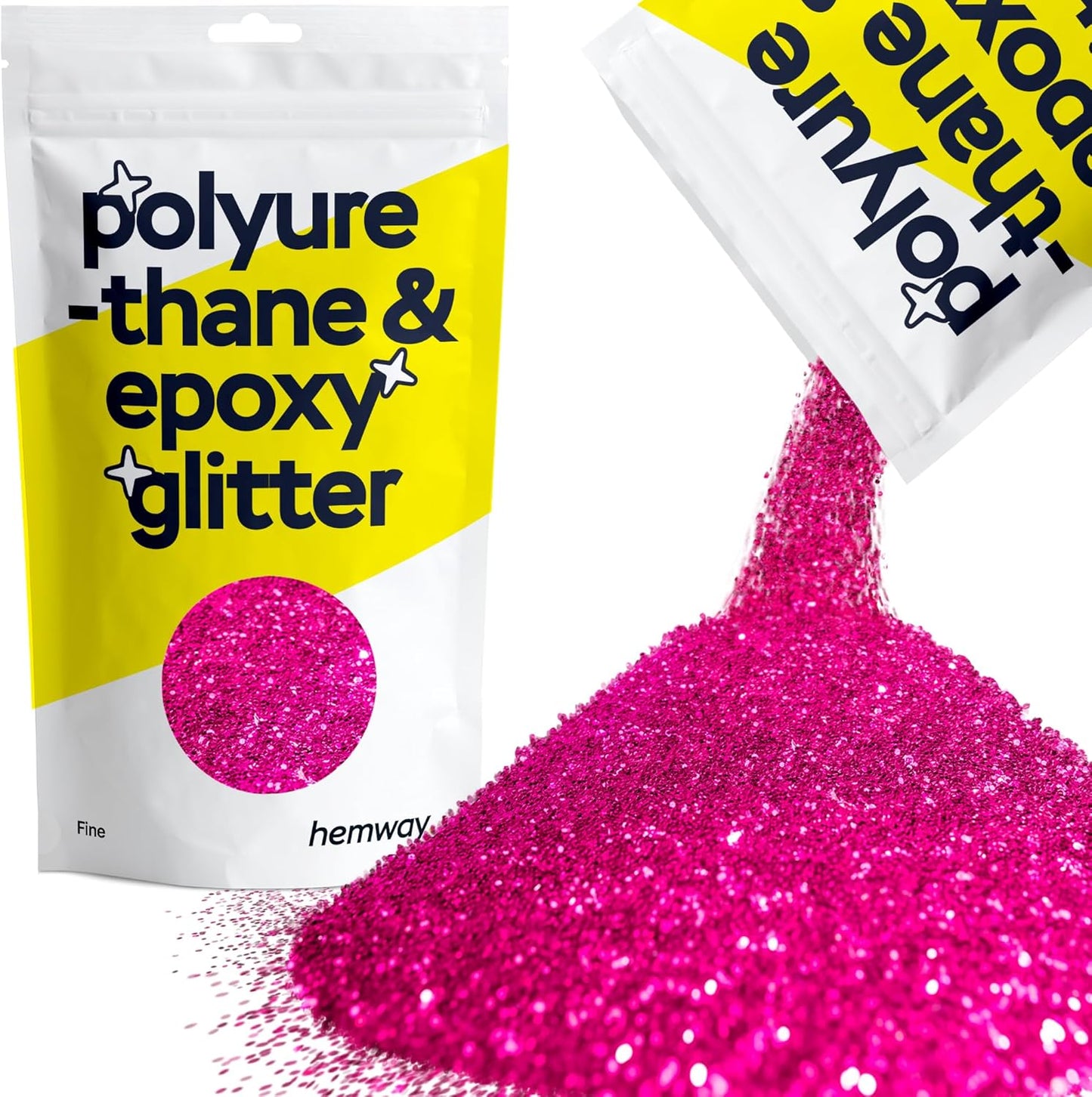 Hemway Polyurethane & Epoxy Resin Glitter 100g / 3.5oz Metallic Crystal Flake Additive for Flooring Jewelry Tumblers Glass Pigment - Fine (1/64" 0.015" 0.4mm) - Dark Rose Pink