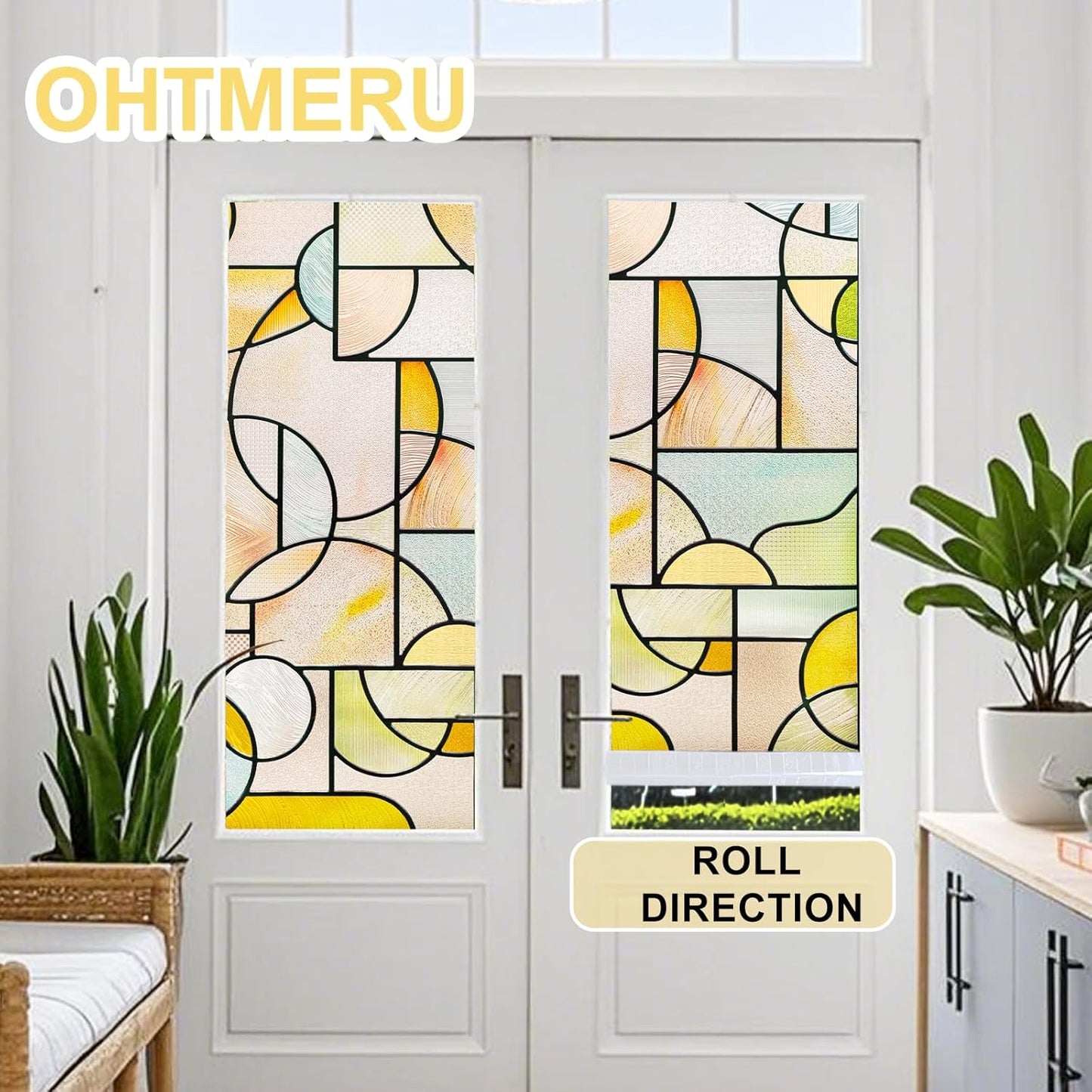 3D Stained Glass Window Privacy Film, Heat Control UV Blocking Static Cling Decorative Window Film for Bathroom,Front Door,Home Non Adhesive,16.9 x 78.7 inches Wilderness