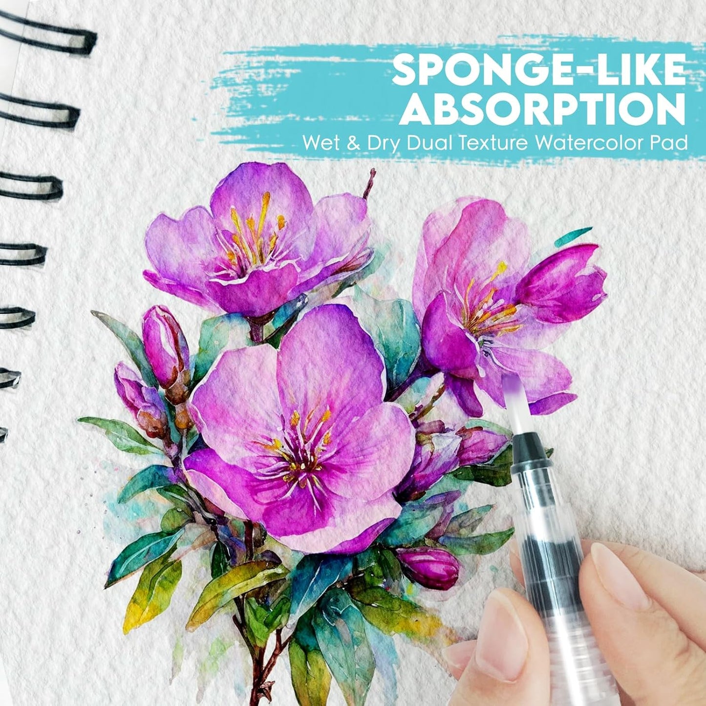 KOVIEDE 100% Cotton Watercolor Paper Pad - 3 Pack (90 Sheets) 5.5"x8.5" Cold Press, 140lb/300gsm Spiral Bound Watercolor Sketchbook, Artist Quality Art Journal Supplies for Adults, Kids & Beginners