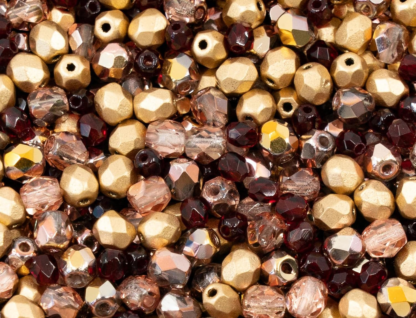1.8 oz (50g, Approx. 1220 pcs) Mix of Faceted Fire Polished Pressed Czech Glass Beads, Sparkling Shiny Mix BCV