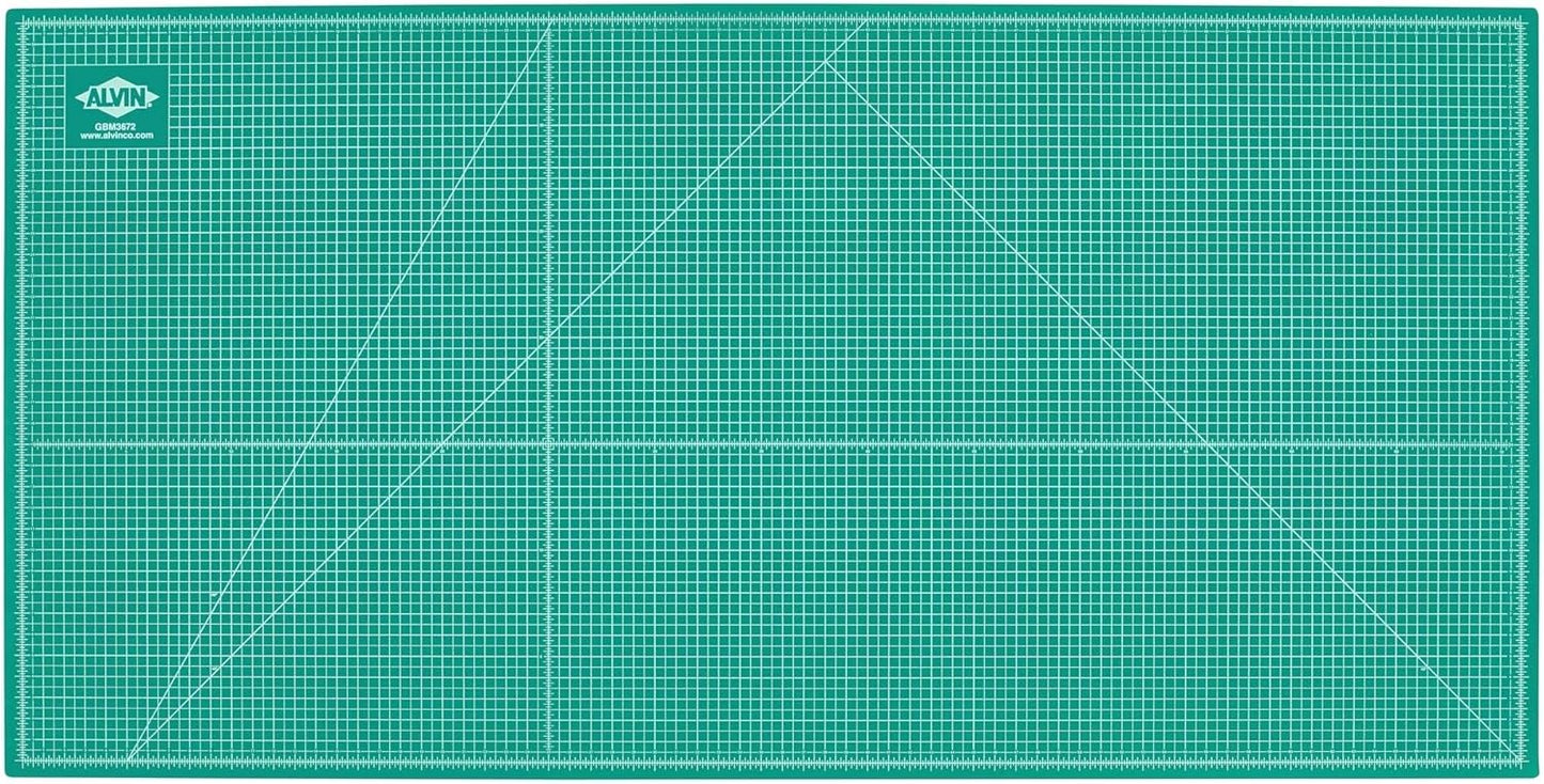 ALVIN GBM Self-Healing Cutting Mat 36 x 72 inch | Double-Sided Green/Black | 5-Layer Gridded Surface for Arts, Crafts and Sewing (actual size 36.61 x 72.83 inches) - Model GBM3672