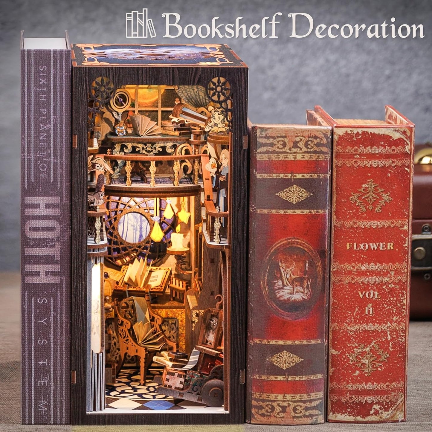 CUTEBEE Book Nook Kit - DIY Miniature House Kit for Adults and Teens, Dollhouse Booknook Tiny House Model Build Bookshelf Decor, Gifts for Family, Friends