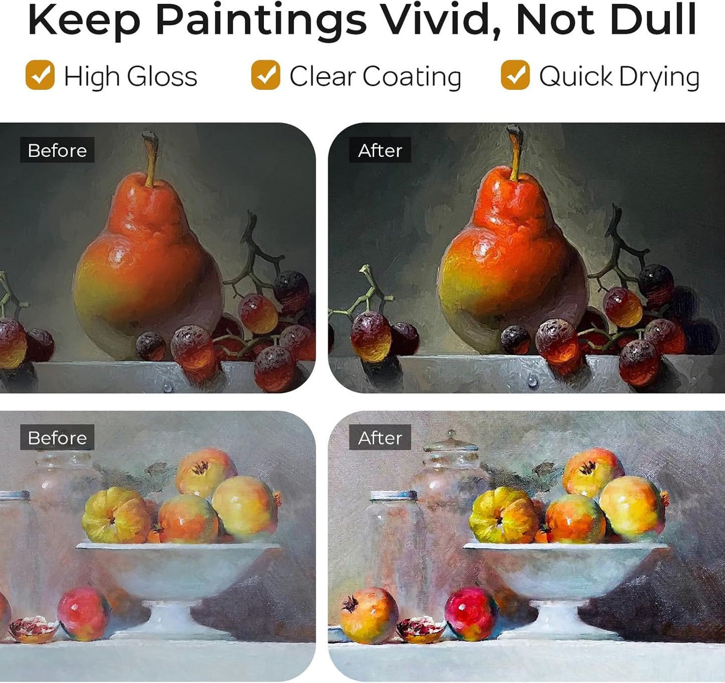 Nicpro Gloss Varnish for Acrylic Painting 8.45oz, Non-Yellowing, Non-Toxic, Anti-Crazing, Clear Acrylic Varnish for Pro Artist, Hobby Painter on Canvas Artwork, Acrylics Paint, Wood, High Gloss Finish