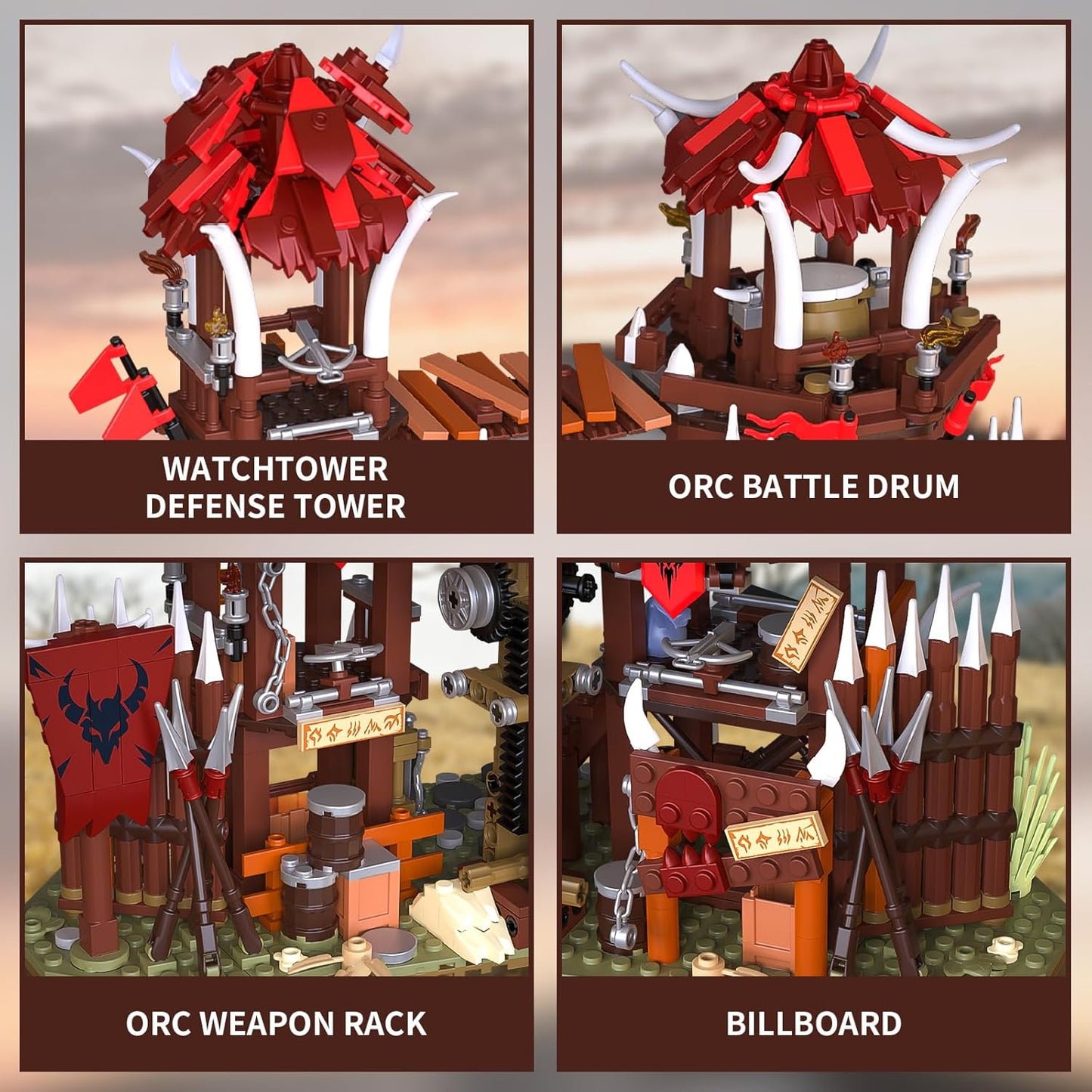 BNG Bonfire Gate Building Set for Adult, Orc Fortress Gate Building Block, Home Office Decor, Stem Toy and Creative Gift for Teen Boy (1279PCS)