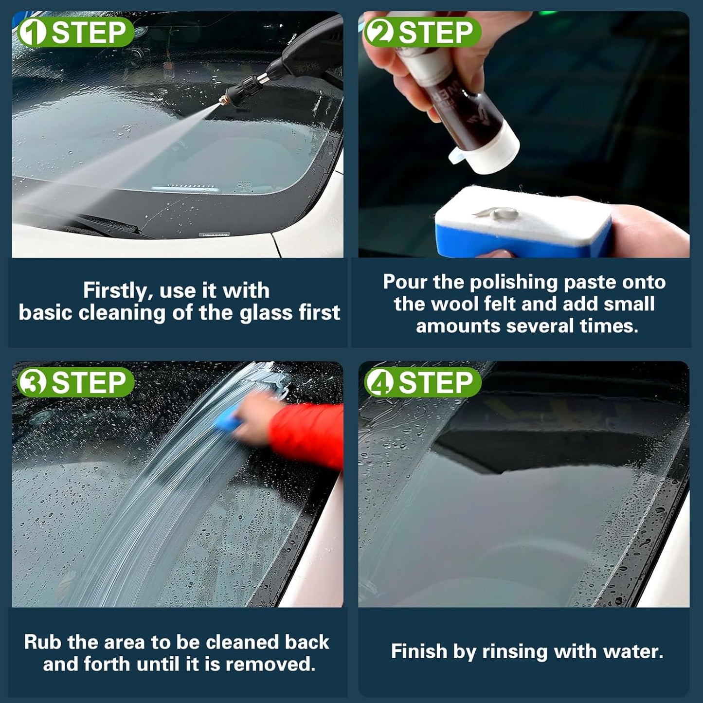 Glass Polish 50ml Cerium Oxide Glass Polishing Solution for Removing Oil Film, Water Spots, Eddies, Glass Water Stains, Wiper Marks on The Glass Surface, Restoring clearity